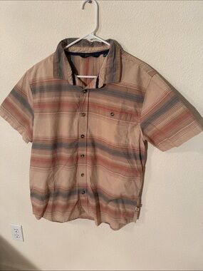 Men's Horizon Short-Sleeve Striped Button-Up Shirt - Tan Multicolor